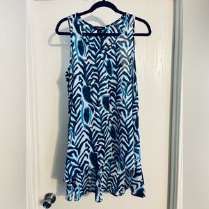 Kaktus | Blue and Black Patterned Tunic | Size Medium